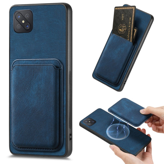 For OPPO A92S Retro Leather Card Bag Magnetic Phone Case(Blue) - OPPO Cases by buy2fix | Online Shopping UK | buy2fix