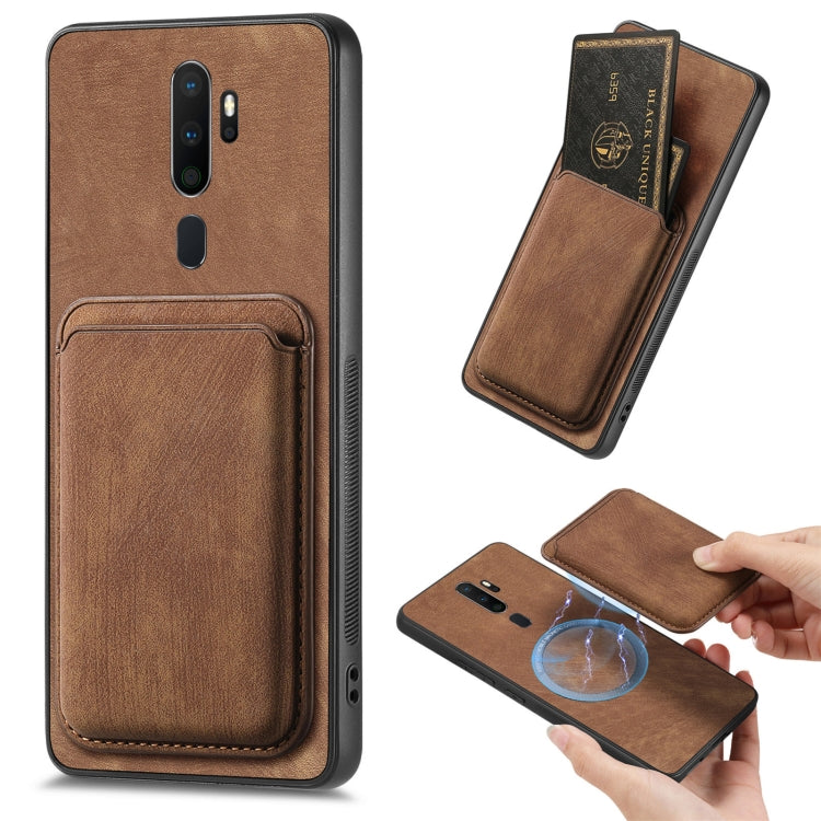 For OPPO A5 Retro Leather Card Bag Magnetic Phone Case(Brown) - OPPO Cases by buy2fix | Online Shopping UK | buy2fix