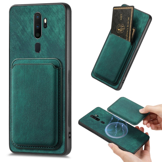 For OPPO A5 Retro Leather Card Bag Magnetic Phone Case(Green) - OPPO Cases by buy2fix | Online Shopping UK | buy2fix