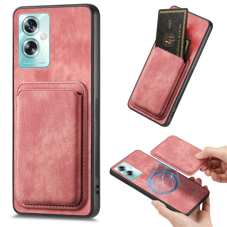 For OPPO A79 5G Retro Leather Card Bag Magnetic Phone Case(Pink) - OPPO Cases by buy2fix | Online Shopping UK | buy2fix