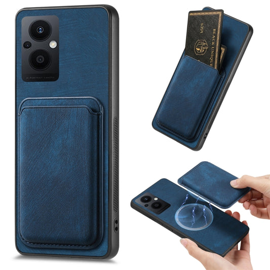 For OPPO Reno7 Z 5G/F21 Pro 5G Retro Leather Card Bag Magnetic Phone Case(Blue) - OPPO Cases by buy2fix | Online Shopping UK | buy2fix