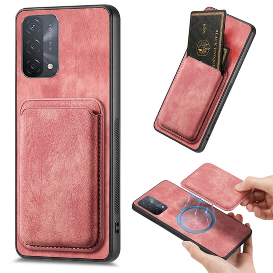 For OPPO A93 5G/A74 5G/A54 5G Retro Leather Card Bag Magnetic Phone Case(Pink) - OPPO Cases by buy2fix | Online Shopping UK | buy2fix