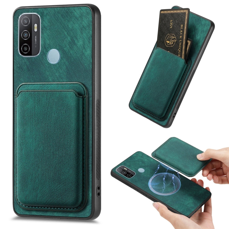 For OPPO A53 / A53S Retro Leather Card Bag Magnetic Phone Case(Green) - OPPO Cases by buy2fix | Online Shopping UK | buy2fix