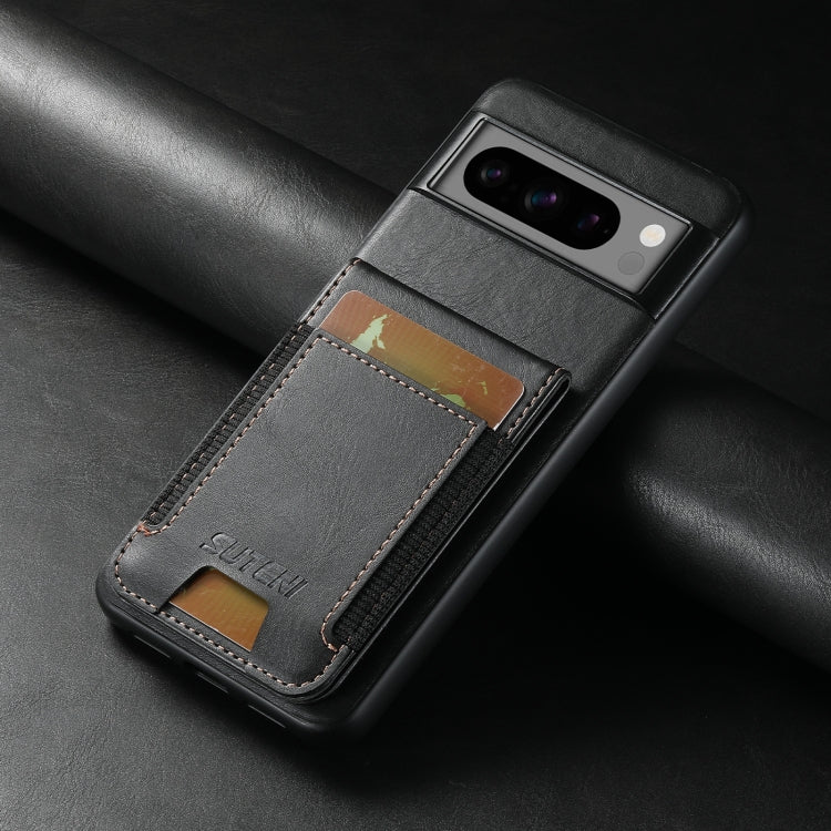For Google Pixel 8a Suteni H03 Oil Wax Leather Wallet Stand Back Phone Case(Black) by Suteni
