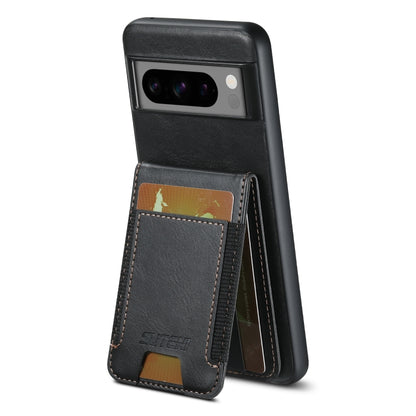 For Google Pixel 8a Suteni H03 Oil Wax Leather Wallet Stand Back Phone Case(Black) by Suteni