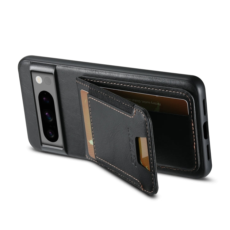 For Google Pixel 8a Suteni H03 Oil Wax Leather Wallet Stand Back Phone Case(Black) - Google Cases by Suteni | Online Shopping UK | buy2fix