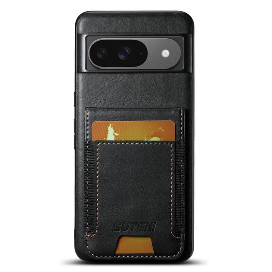 For Google Pixel 10 Suteni H03 Oil Wax Leather Wallet Stand Back Phone Case(Black)