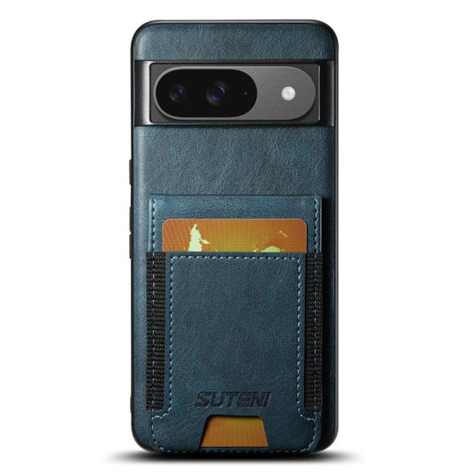 For Google Pixel 10 Suteni H03 Oil Wax Leather Wallet Stand Back Phone Case(Blue) - Google Cases by Suteni | Online Shopping UK | buy2fix