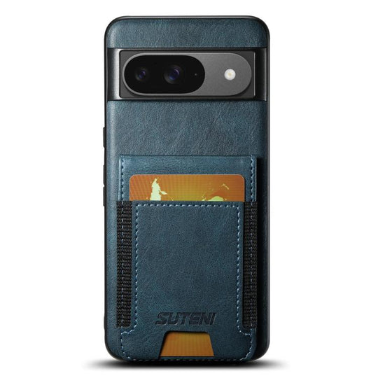 For Google Pixel 10 Suteni H03 Oil Wax Leather Wallet Stand Back Phone Case(Blue)