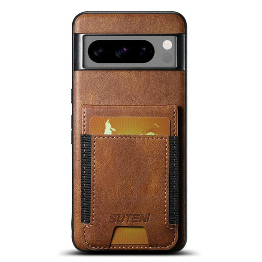 For Google Pixel 10 Pro Suteni H03 Oil Wax Leather Wallet Stand Back Phone Case(Brown) - Google Cases by Suteni | Online Shopping UK | buy2fix