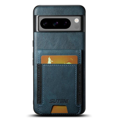For Google Pixel 10 Pro Suteni H03 Oil Wax Leather Wallet Stand Back Phone Case(Blue) - Google Cases by Suteni | Online Shopping UK | buy2fix