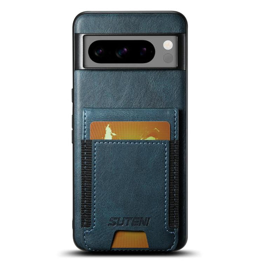 For Google Pixel 10 Pro Suteni H03 Oil Wax Leather Wallet Stand Back Phone Case(Blue) - Google Cases by Suteni | Online Shopping UK | buy2fix