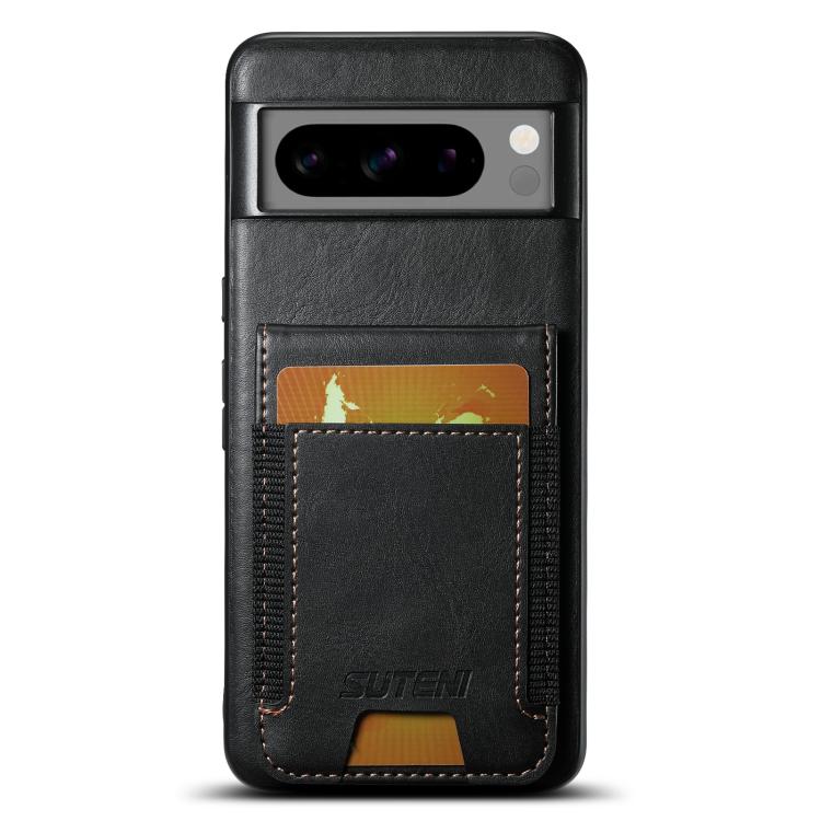For Google Pixel 10 Pro XL Suteni H03 Oil Wax Leather Wallet Stand Back Phone Case(Black) - Google Cases by Suteni | Online Shopping UK | buy2fix