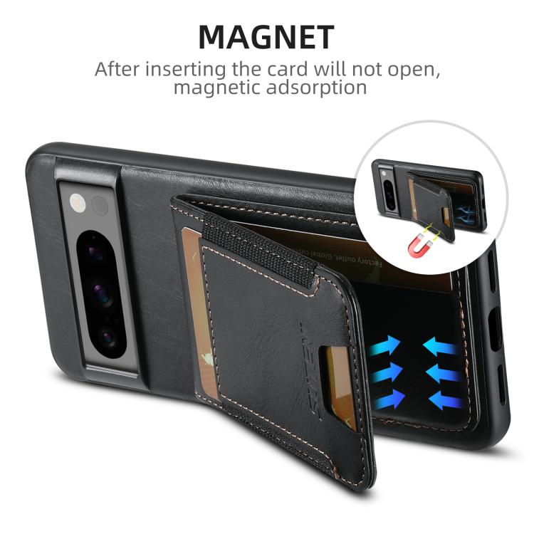 For Google Pixel 10 Pro XL Suteni H03 Oil Wax Leather Wallet Stand Back Phone Case(Black) - Google Cases by Suteni | Online Shopping UK | buy2fix