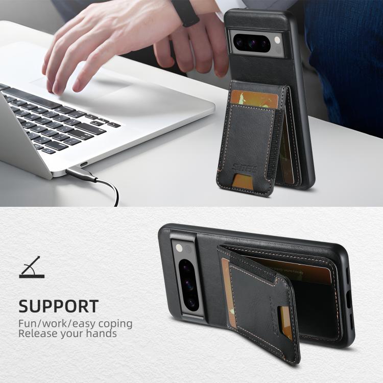 For Google Pixel 10 Pro XL Suteni H03 Oil Wax Leather Wallet Stand Back Phone Case(Black) - Google Cases by Suteni | Online Shopping UK | buy2fix