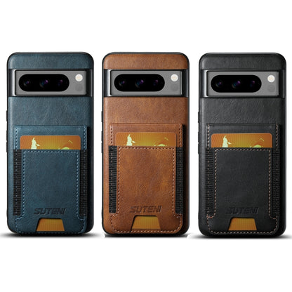 For Google Pixel 8a Suteni H03 Oil Wax Leather Wallet Stand Back Phone Case(Black) by Suteni
