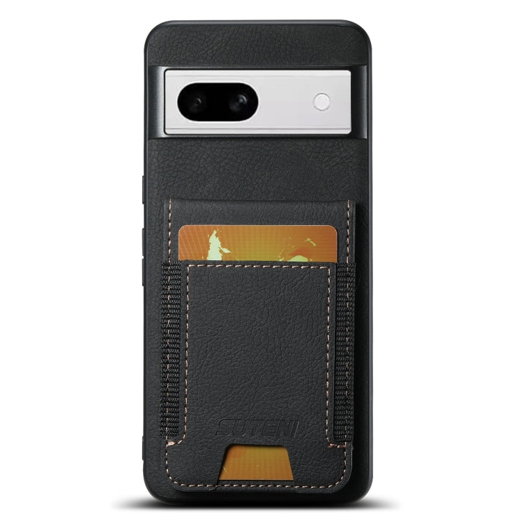 For Google Pixel 8a Suteni H03 Litchi Leather Card Bag Stand Back Phone Case(Black) by Suteni