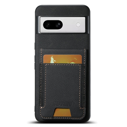 For Google Pixel 8a Suteni H03 Litchi Leather Card Bag Stand Back Phone Case(Black) by Suteni