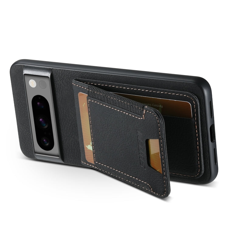 For Google Pixel 8a Suteni H03 Litchi Leather Card Bag Stand Back Phone Case(Black) by Suteni