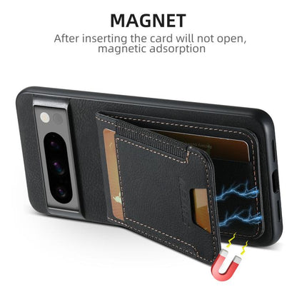 For Google Pixel 10 Suteni H03 Litchi Leather Card Bag Stand Back Phone Case(Black) - Google Cases by Suteni | Online Shopping UK | buy2fix