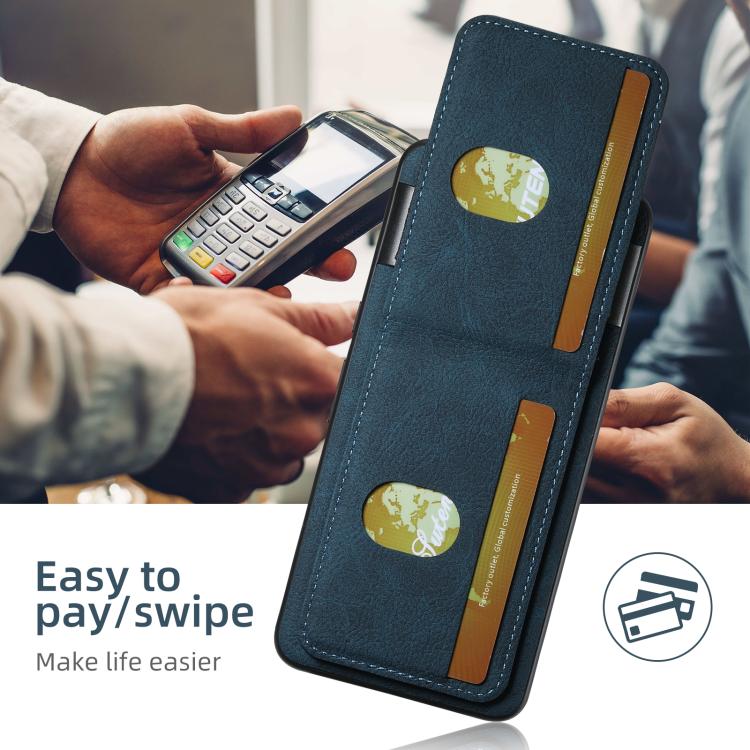 For Google Pixel 10 Pro XL Suteni H03 Litchi Leather Card Bag Stand Back Phone Case(Blue) - Google Cases by Suteni | Online Shopping UK | buy2fix