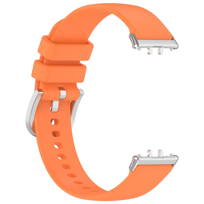 For Samsung Galaxy Fit 3 SM-R390 Metal Connector Liquid Glossy Silicone Watch Band(Orange) - Watch Bands by buy2fix | Online Shopping UK | buy2fix