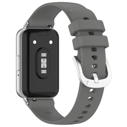 For Samsung Galaxy Fit 3 SM-R390 Metal Connector Liquid Glossy Silicone Watch Band(Dark Gray) - Watch Bands by buy2fix | Online Shopping UK | buy2fix