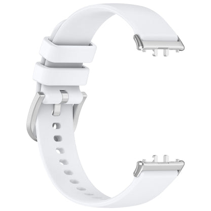 For Samsung Galaxy Fit 3 SM-R390 Metal Connector Liquid Glossy Silicone Watch Band(White) - Watch Bands by buy2fix | Online Shopping UK | buy2fix