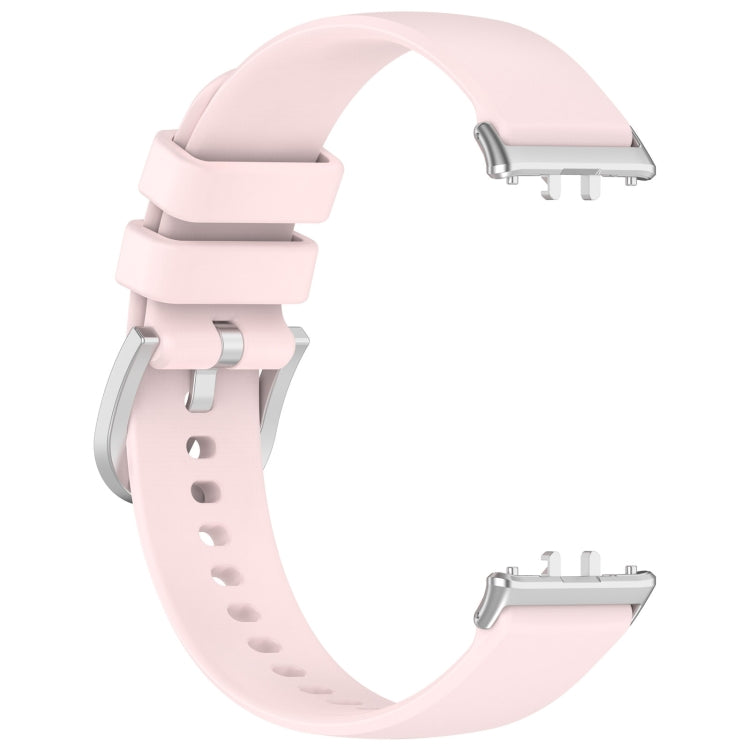 For Samsung Galaxy Fit 3 SM-R390 Metal Connector Liquid Glossy Silicone Watch Band(Light Pink) - Watch Bands by buy2fix | Online Shopping UK | buy2fix