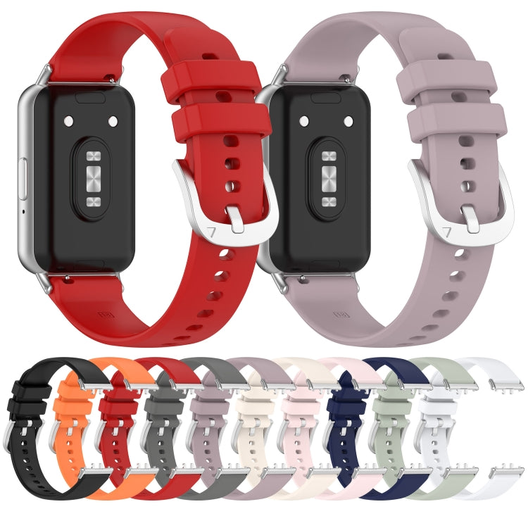 For Samsung Galaxy Fit 3 SM-R390 Metal Connector Liquid Glossy Silicone Watch Band(Starlight) - Watch Bands by buy2fix | Online Shopping UK | buy2fix