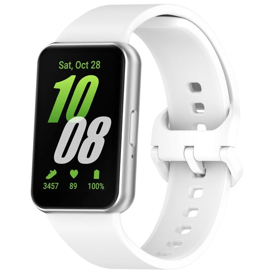 For Samsung Galaxy Fit 3 SM-R390 Solid Color Buckle Silicone Watch Band(White) - Watch Bands by buy2fix | Online Shopping UK | buy2fix