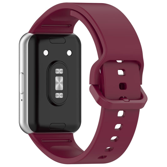 For Samsung Galaxy Fit 3 SM-R390 Solid Color Buckle Silicone Watch Band(Wine Red) by buy2fix