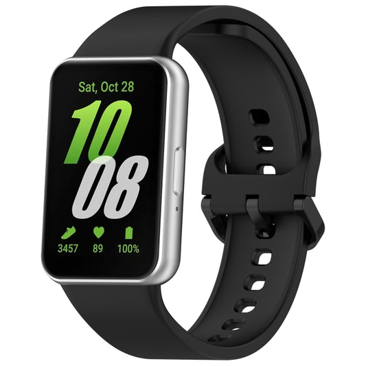 For Samsung Galaxy Fit 3 SM-R390 Solid Color Buckle Silicone Watch Band(Black) - Watch Bands by buy2fix | Online Shopping UK | buy2fix