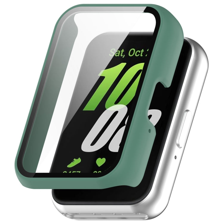 For Samsung Galaxy Fit 3 SM-R390 PC + Tempered Glass Film Integrated Watch Protective Case(Green) - Watch Cases by buy2fix | Online Shopping UK | buy2fix