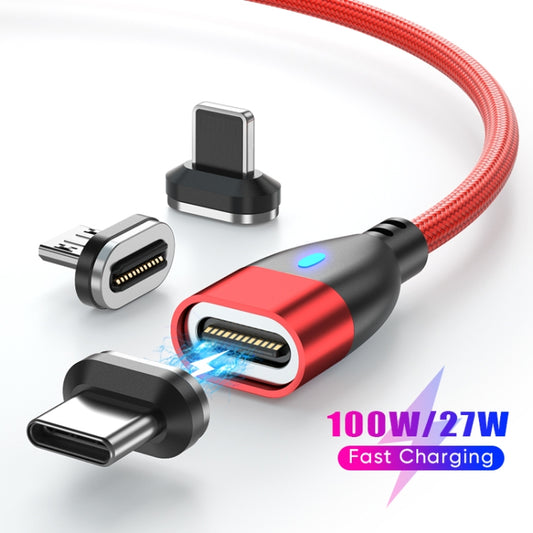 ENKAY 3 in 1 PD100W Type-C to Type-C / 8 Pin / Micro USB Magnetic Fast Charging Cable, Cable Length:1.8m(Red) by ENKAY