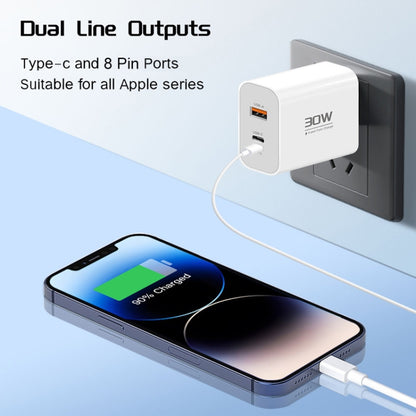 PD30W USB-C / Type-C + 8 Pin + USB-A Reverse Charger Suitable for iPhone Series(US Plug) - USB Charger by buy2fix | Online Shopping UK | buy2fix