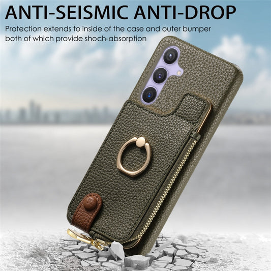 For Samsung Galaxy S24 5G Litchi Leather Oil Edge Ring Zipper Wallet Back Phone Case(Green) by buy2fix