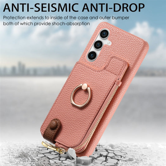 For Samsung Galaxy S23 FE 5G Litchi Leather Oil Edge Ring Zipper Wallet Back Phone Case(Pink) by buy2fix