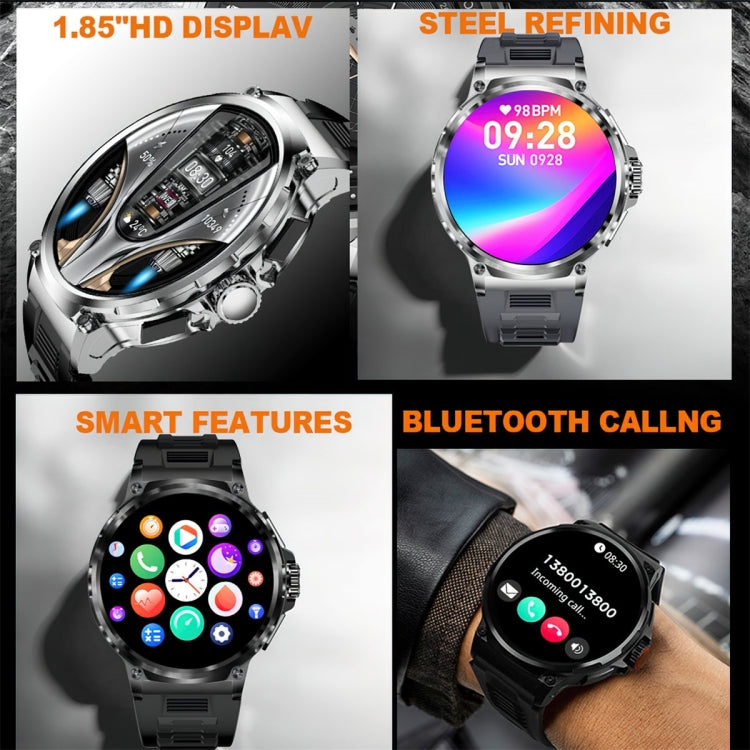 V69 1.85 inch Color Screen Smart Watch, Support Bluetooth Call / Heart Rate / Blood Pressure / Blood Oxygen Monitoring(Silver) - Smart Watches by buy2fix | Online Shopping UK | buy2fix