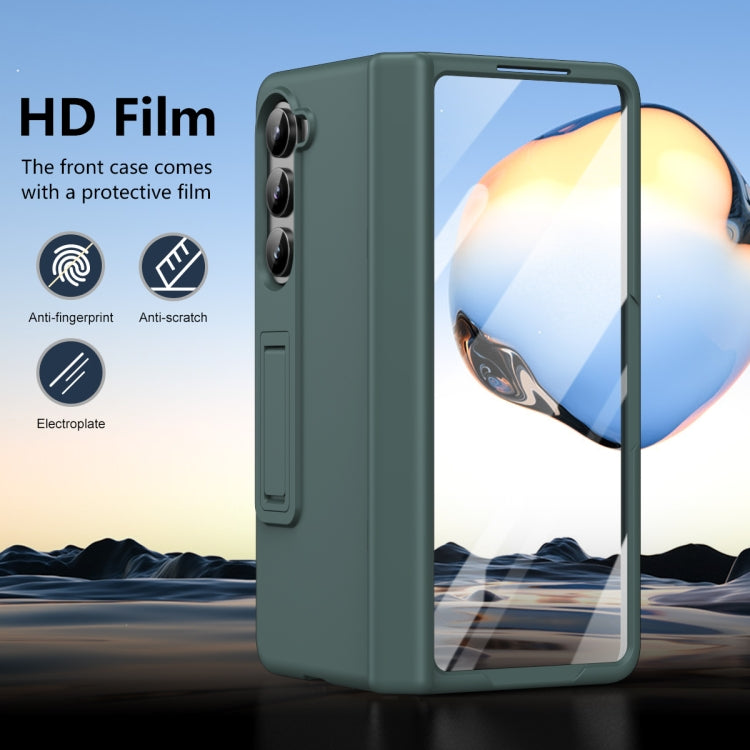 For Samsung Galaxy Z Fold5 5G All-inclusive Shockproof Phone Case with Holder(Green) - Galaxy Z Fold5 Cases by buy2fix | Online Shopping UK | buy2fix
