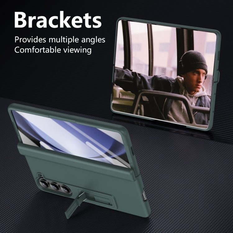 For Samsung Galaxy Z Fold5 5G All-inclusive Shockproof Phone Case with Holder(Green) - Galaxy Z Fold5 Cases by buy2fix | Online Shopping UK | buy2fix
