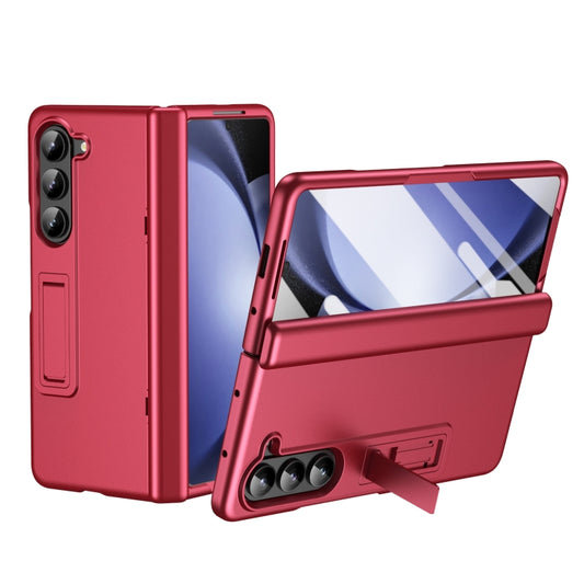 For Samsung Galaxy Z Fold5 5G All-inclusive Shockproof Phone Case with Holder(Red) - Galaxy Z Fold5 Cases by buy2fix | Online Shopping UK | buy2fix