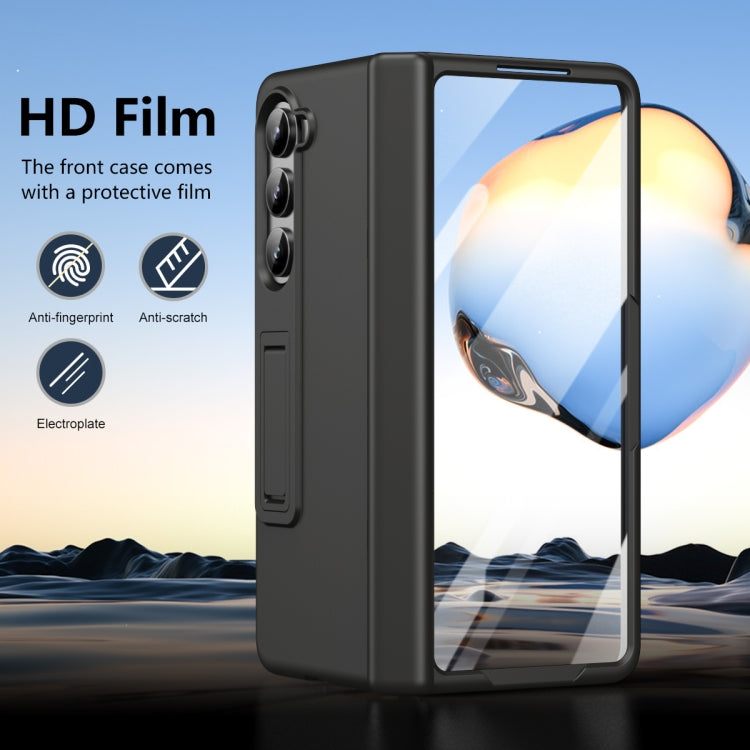 For Samsung Galaxy Z Fold5 5G All-inclusive Shockproof Phone Case with Holder(Black) - Galaxy Z Fold5 Cases by buy2fix | Online Shopping UK | buy2fix