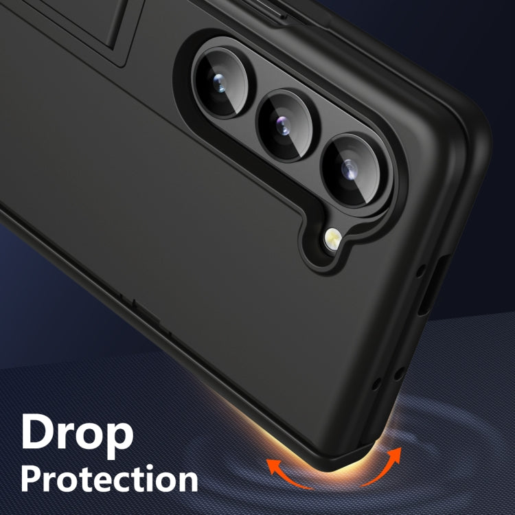 For Samsung Galaxy Z Fold5 5G All-inclusive Shockproof Phone Case with Holder(Black) - Galaxy Z Fold5 Cases by buy2fix | Online Shopping UK | buy2fix