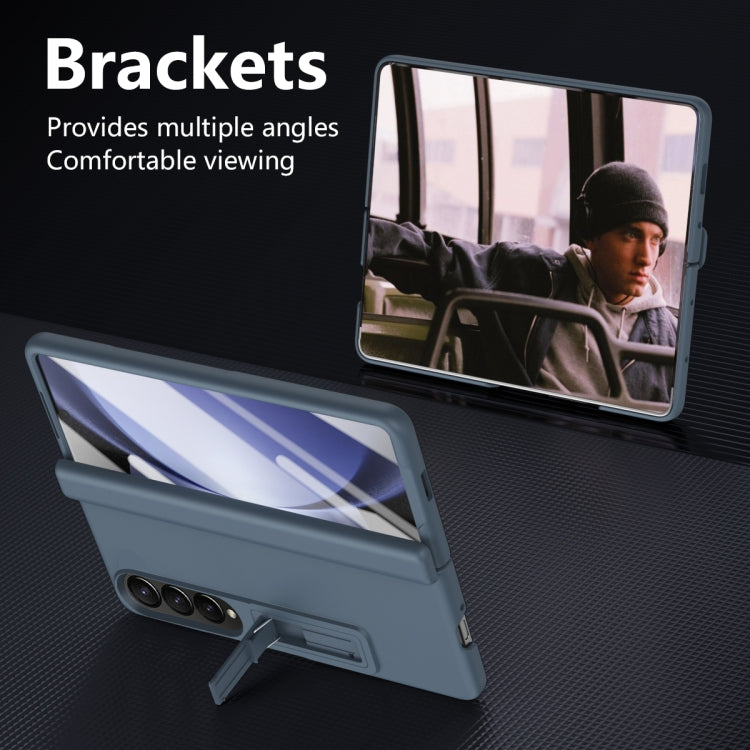 For Samsung Galaxy Z Fold4 All-inclusive Shockproof Phone Case with Holder(Grey) - Galaxy Z Fold4 5G Cases by buy2fix | Online Shopping UK | buy2fix