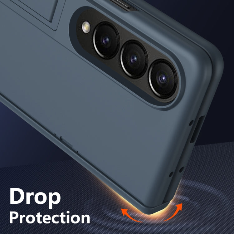 For Samsung Galaxy Z Fold4 All-inclusive Shockproof Phone Case with Holder(Grey) - Galaxy Z Fold4 5G Cases by buy2fix | Online Shopping UK | buy2fix