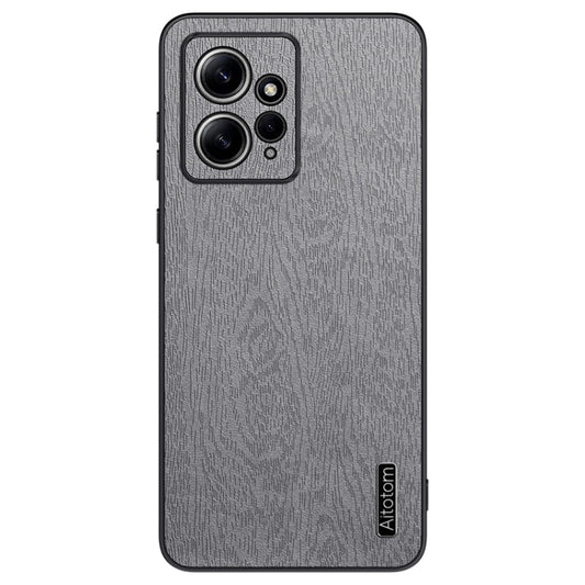 For Xiaomi Redmi Note 12 4G Global Tree Bark Leather Shockproof Phone Case(Grey) - Xiaomi Cases by buy2fix | Online Shopping UK | buy2fix