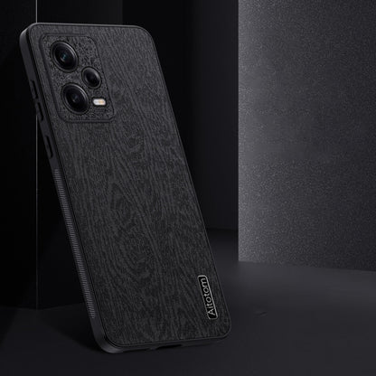 For Xiaomi Redmi Note 12 Pro 5G Tree Bark Leather Shockproof Phone Case(Black) - Xiaomi Cases by buy2fix | Online Shopping UK | buy2fix