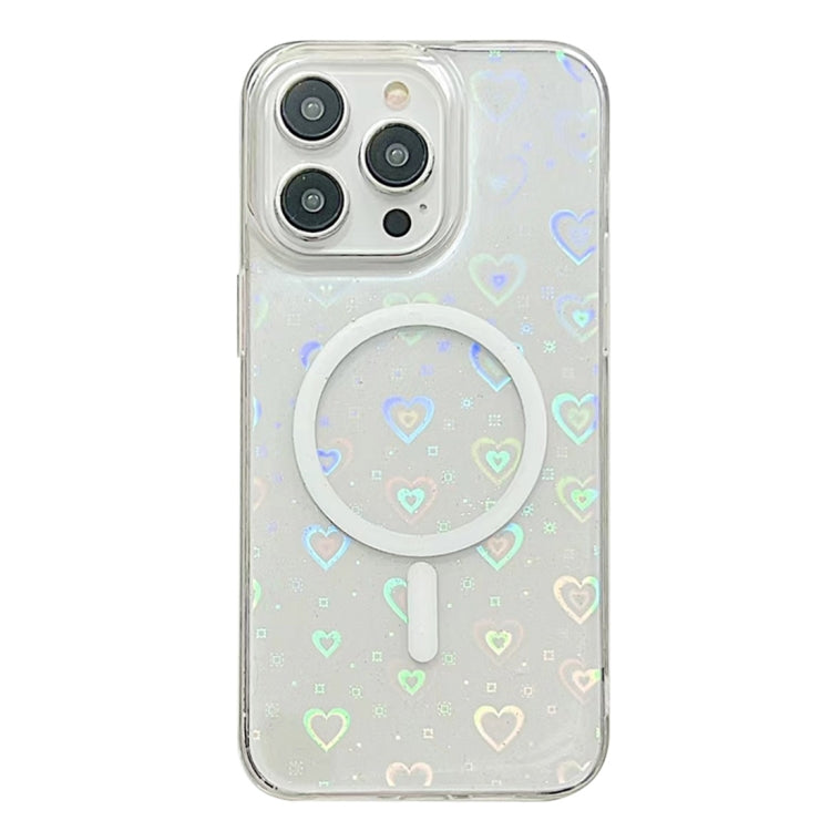 For iPhone 13 Pro Max Laser Love MagSafe TPU Phone Case(Transparent) by buy2fix