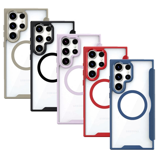 For Samsung Galaxy S24 Ultra 5G MagSafe RFID Blocking Adsorption Flip Leather Phone Case(Grey) by buy2fix